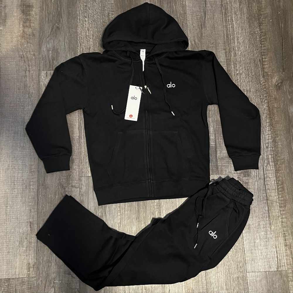 Alo Black Full-Zip Hoodie & Jogger Set